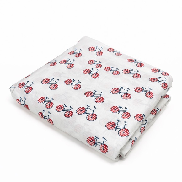 Garnet Hill Double/Queen Duvet Cover Bicycle 0447 white red blue
